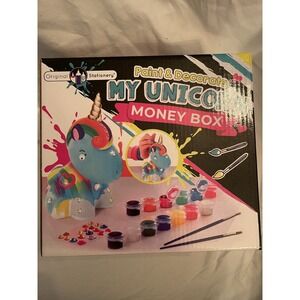 Unicorn Money Box: Paint and Decorate, Kids Paint Set With 21 Gems